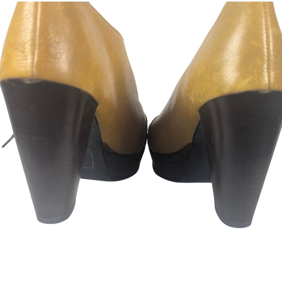 John Fluevog Goldenrod Summertime Ashbury‎ Peep Toe Lace Up Platform Block Heel - Picture 6 of 9